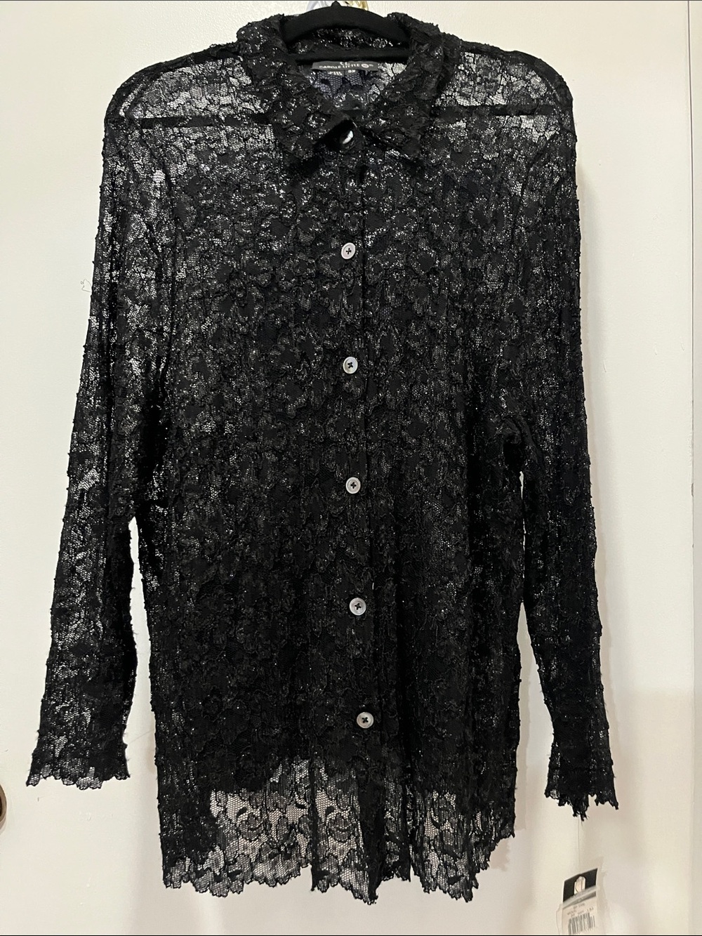 Stunning Black Lace Button-Up Blouse